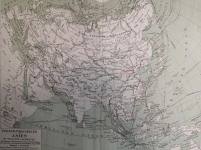 1905 ASIA CONTINENT Vintage Map China India ORIGINAL 11.5 x 9.5 Color C12-3 - Image 1 of 3