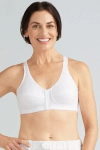 NIB! Amoena Sz 34B Greta FRONT BACK Closure Wire Free Mastectomy Bra 2124 White - Picture 1 of 10