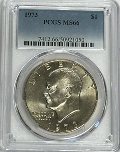 1973 P $1 Ike Eisenhower Dollar BU.PCGS MS66- - Picture 1 of 3