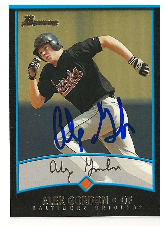 ALEX GORDON BALTIMORE ORIOLES RARE SIGNED 2001 BOWMAN BASEBALL CARD - Image 1 of 1