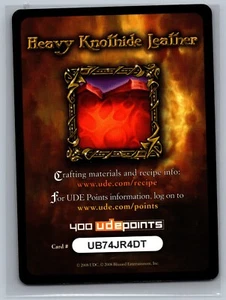 World of Warcraft TCG 2008 Heavy Knothide Leather 400 UDE Points WOW Expired - Picture 1 of 2