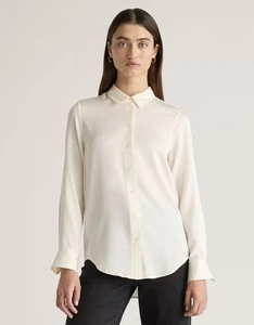 Quince Washable Stretch Silk Blouse Ivory Small - Picture 1 of 11