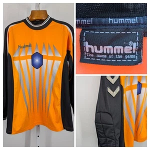 Hummel Vintage Soccer Goalie Jersey Padded 3D Abstract Art Yellow Medium - Picture 1 of 5