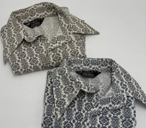 Vintage 60s Towncraft Prep Penn Prest Boys Shirts Size 14 Lot of 2 Blue/Brown - Picture 1 of 21