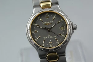 [N COMO NUEVO] LONGINES Conquest V.H.P.4025 Negro Titanio Dos Tonos Cuarzo Damas Reloj - Imagen 1 de 10