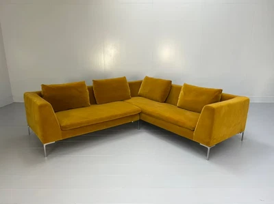 B&B Italia "Charles" L-Shape Sofa - In Mustard Yellow Velvet - Image 1 of 4