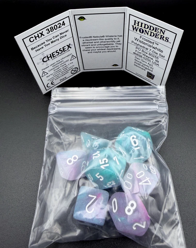 Chessex 38029 Hidden Wonders Nebula Amaranthine Uncommon UC 7pc dnd Dice Set