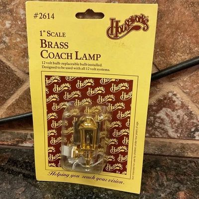 "Lámpara autocar de latón iluminada de 12 voltios Houseworks nueva de colección escala 1"" casa de muñecas nueva #2614" Foto 1 de 4