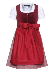Kinderdirndl Zoe rot Samtdirndl Trachtenkleid Dirndl Mädchen Bluse - Bild 1 von 4
