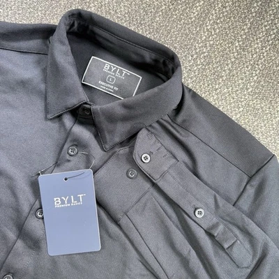 BYLT Premium Basics Executive Stretch Long Sleeve Shirt Black Men's L NWT Career - Image 1 of 4