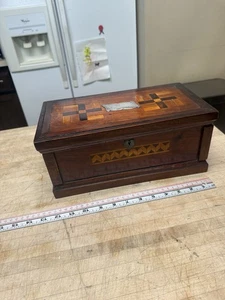 Vintage Indianer Glückssymbol Intarsien Holz Kommode Schmuck Schmuckkästchen - Bild 1 von 10