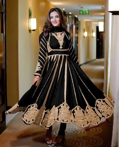 Plus Size Black Salwar Kameez Readymade Pakistani Lawn Suit Women Ethnic Dress - Picture 1 of 7