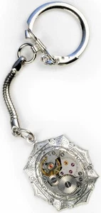 Vintage Watch Movement Silver Key Chain - Bild 1 von 1