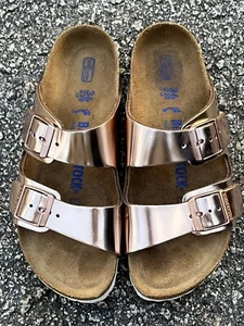 Damen Birkenstock Arizona Metallic Copper Leder Weichbettung Sandalen 5 N /36 - Bild 1 von 11