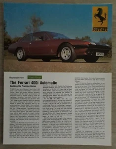 Ferrari 400i Automatic Road Test Brochure c.1982 - Motorsport Magazine - Picture 1 of 3