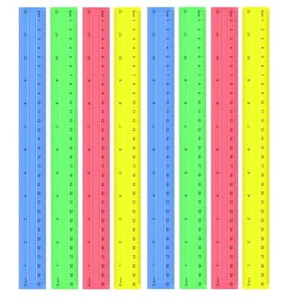8 Pack Color Transparent Ruler Plastic Rulers 12 Inch Assorted Color Metric R... - Picture 1 of 7