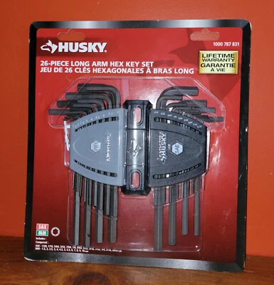 Husky 26 Piece Long Arm Hex Key Set SAE & Metric NOS Factory Sealed 1000 787 831 - Image 1 of 2