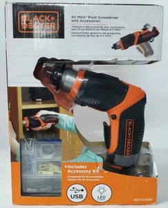 Black + Decker 4V MAX Pivot Cordless Screwdriver w/ Accessory Kit Model BDCS40BI - Picture 1 of 2