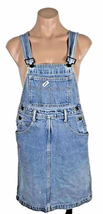 Vtg GUESS JEANS Short Skirt Bib Overalls Denim Dress Jumper Sz 1 USA MADE - Picture 1 of 12