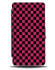 Hot Pink and Black Chequered Squares Flip Wallet Case Square Punk Princess CJ61