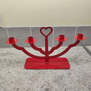 IKEA Vinter 2018 red Metal 4 Candle Holder candelabra heart table - Picture 1 of 10