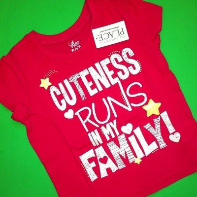 NEW! "CUTENESS Runs in FAMILY" "GIRLS ROCK" Shirt 6-9 12 18 24 Months 2T 3T Gift - Image 1 of 2