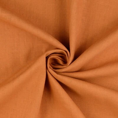 100% Linen Fabric - Ginger Orange- Plain Linen Craft Dress Fabric Material Metre - Image 1 of 4
