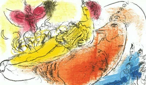 Marc Chagall - Lassaigne - El acordeonista M.204 - Litografía original de Mourlot - Imagen 1 de 1