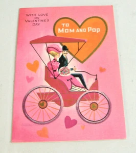 WITH LOVE ON VALENTINE'S DAY TO MOM AND POP ~VINTAGE GIBSON VALENTINE CARD - Picture 1 of 6