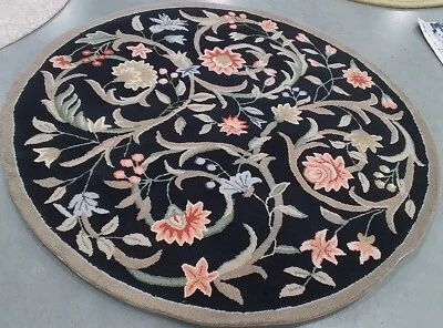 BLACK 5'-6" X 5'-6" RD Stained Rug, Reduced Price 1172761565 HK248B-5R - Image 1 of 4