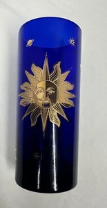 Culver "CELESTIAL" USA Cobalt Blue Sun Moon Star Celestial Glasses 6” - Picture 1 of 13