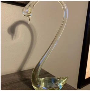 Vintage Murano Style Glass Long Neck Swan Figurine Handmade Paperweight 11" - Picture 1 of 15