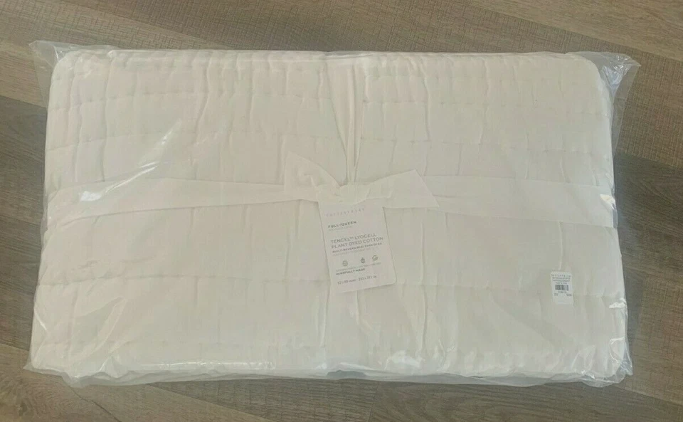 Pottery Barn Ultra Soft Handcrafted tencel FULL QUEEN quilt NATURAL WHITE - Image 1 of 1