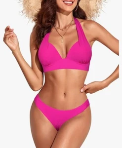 S-L- Womens Sexy Triangle Bikini Halter Push Up Bathing Suits Two Piece Swimsuit - Picture 1 of 8