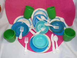 1980'S VINTAGE FISHER PRICE FUN WITH FOOD DINING DISHES, UTENSIL BUNDLE LIL TIKE - Picture 1 of 15