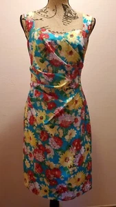 New Kay Unger Silk Flower Lined Zip Cocktail Dress S8 Korea - Picture 1 of 11