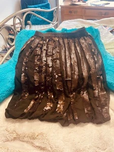 Rozae Nichols Silk Sequin Skirt in Brown - Picture 1 of 3