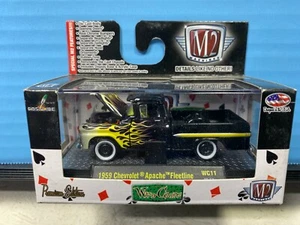 1/64 M2 Wild Cards 1959 Chevrolet Apache Fleetline Pickup Truck Black & Flames - Bild 1 von 3