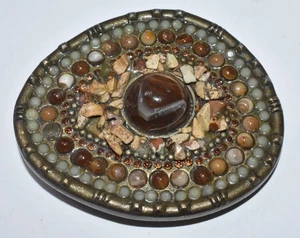 1960's Mod Hippie Groovy Natural Belt Buckle Found Objects & Beads - Cool!! - Picture 1 of 4
