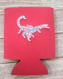 Scorpion Heat Transfer Foam Can Koozie Red Beer Soda Collapsible - Picture 1 of 2