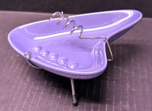 OGGI Retro Boomerang Ashtray Purple w/ Chrome stand Mid Century Atomic Decor 7" - Picture 1 of 6