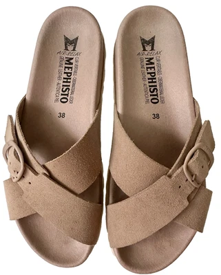 Mephisto Women's Suede Kennie Crossover Slide Comfort Sandals Shoes Size 38 US 8 - Image 1 of 4