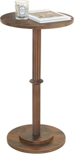 Drink Table Small Side Table Small Spaces Modern round End Table with Fluted Woo - Picture 1 of 12