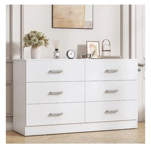 Winkalon 6 Drawer White Double Dresser, Wood Storage Cabinet - Picture 1 of 9