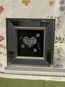 Heart jewelry framed Art, Mirror Frame, OOAK, Handmade - Picture 1 of 7