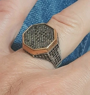 ANELLO UOMO Onice ARGENTO 925 sigillo solitario Ring Man Sterling  Onyx $ - Immagine 1 di 4