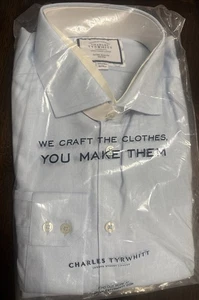 Charles Tyrwhitt Jermyn Street London Sky Blue Extra Slim Fit 16.5/36 Inch NWT - Picture 1 of 5