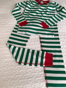 Hanna Andersson Unisex Schlafanzug gestreift grün-weiß Gr. 10 - Bild 1 von 4