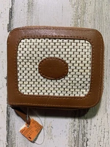 Mr. Ralph Leder Geldbörse British Hong Kong Vintage Braun Elfenbein Häkel - Bild 1 von 11