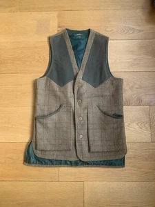 Bob Parratt Tweed Shooting Vest Mens XL Green Country Sporting Gilet Waistcoat - Picture 1 of 8